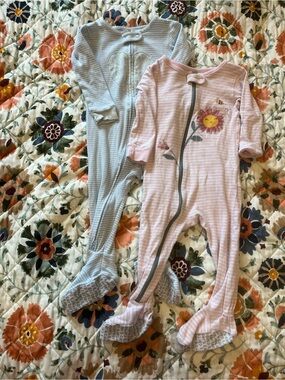 Carter’s 12M Footie Pajama Bundle | Pink & Blue Sleepers